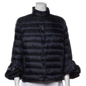 Moncler Navy Puffer Jacket with Ruffle Sleeves